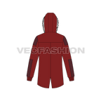 Mens Streetwear Fur Collar Hooded Parka jacket flat sketch, back view
