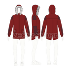 Mens Streetwear Fur Collar Hooded Parka jacket flat sketch, croqui sketch