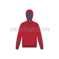 Mens streetwear hoodie flat sketch, front view