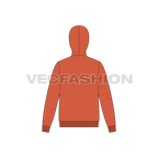 Mens streetwear inspired hoodie flat sketch, back view