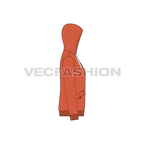 Mens streetwear inspired hoodie flat sketch, side view