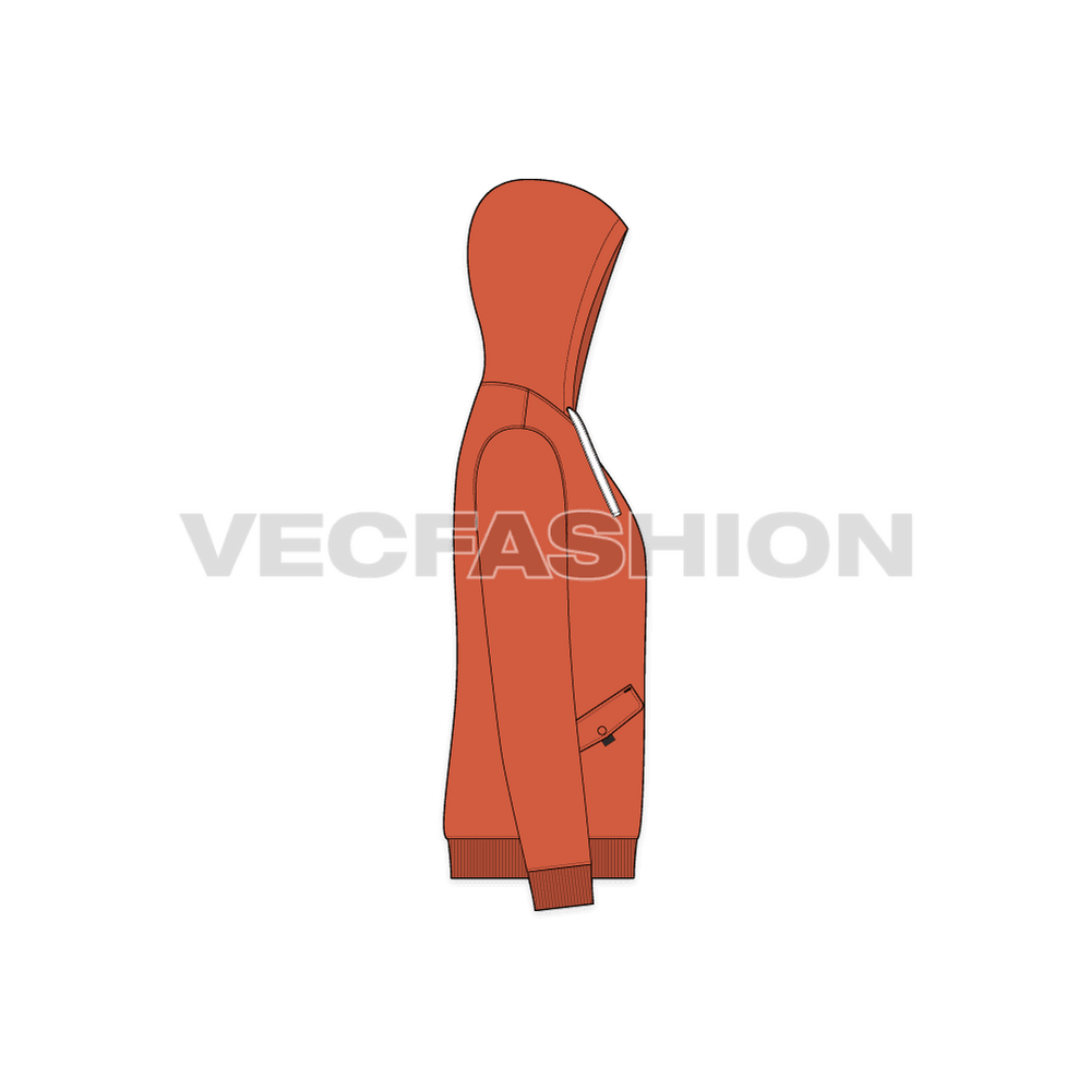 Streetwear Inspired Hoodie Flat Sketch | VecFashion