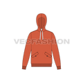 Mens streetwear inspired hoodie flat sketch, front view