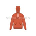 Mens streetwear inspired hoodie flat sketch, front view