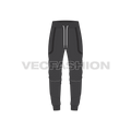 Mens streetwear joggers, charcoal double zip flat sketch, front view