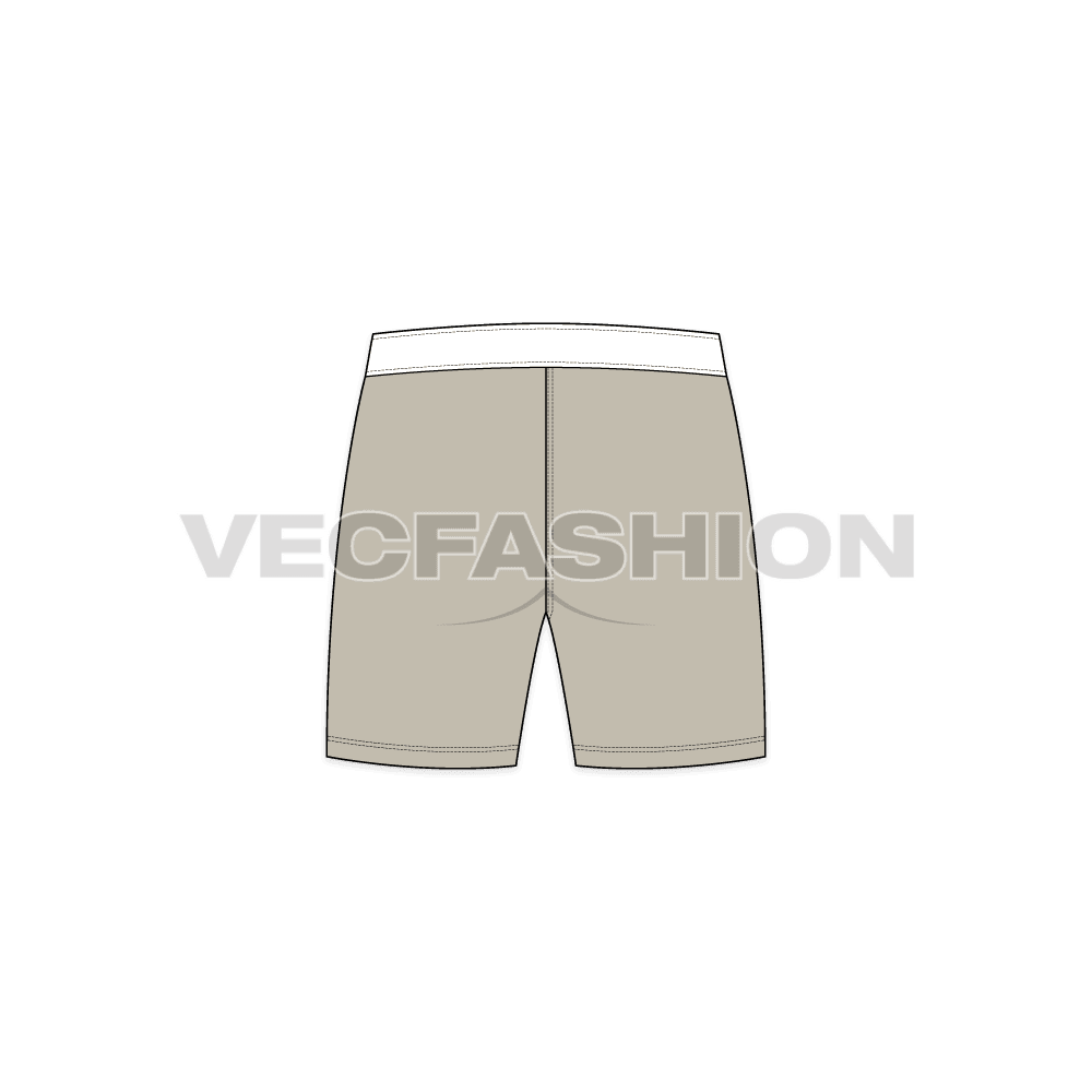 Mens stretch boxer shorts flat sketch, back view
