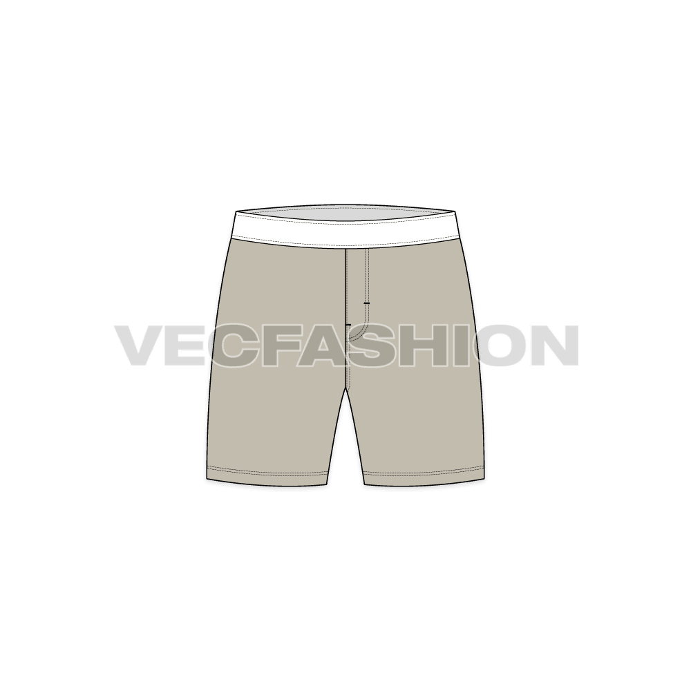 Mens stretch boxer shorts flat sketch, front view