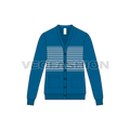 Mens striped front open cardigan flat sketch, front view