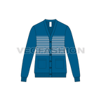 Mens striped front open cardigan flat sketch, front view