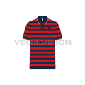 Mens striped polo neck t-shirt flat sketch, front view