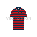 Mens striped polo neck t-shirt flat sketch, front view