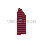 Mens striped polo neck t-shirt flat sketch, side view