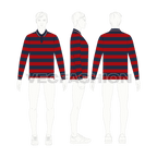 Mens striped polo shirt full sleeved flat sketch, croqui sketch