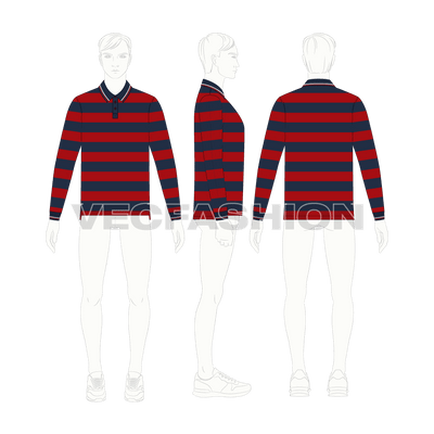 Mens Striped Polo Shirt Full Sleeved