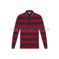 Mens striped polo shirt full sleeved flat sketch, front view
