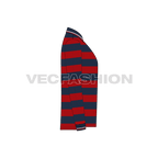 Mens striped polo shirt full sleeved flat sketch, side view