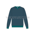 Mens striped sweatshirt flat sketch, front view