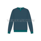 Mens striped sweatshirt flat sketch, front view