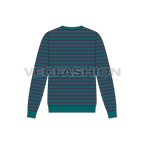 Mens striped sweatshirt flat sketch, back view
