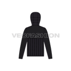 Mens Stylish Puffer Jacket flat sketch, back view