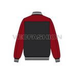 Mens Stylish Varsity Jacket flat sketch, back view