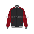 Mens Stylish Varsity Jacket flat sketch, front view