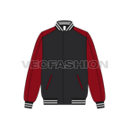 Mens Stylish Varsity Jacket flat sketch, front view