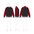 Mens Stylish Varsity Jacket flat sketch, croqui sketch