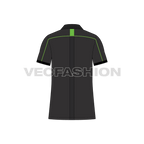 Mens sublimation sport polo shirt flat sketch, back view
