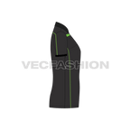 Mens sublimation sport polo shirt flat sketch, side view