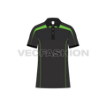 Mens sublimation sport polo shirt flat sketch, front view