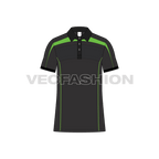 Mens sublimation sport polo shirt flat sketch, front view