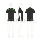 Mens sublimation sport polo shirt flat sketch, croqui sketch