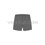 Mens swimming trunks flat sketch, back view