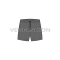 Mens swimming trunks flat sketch, front view