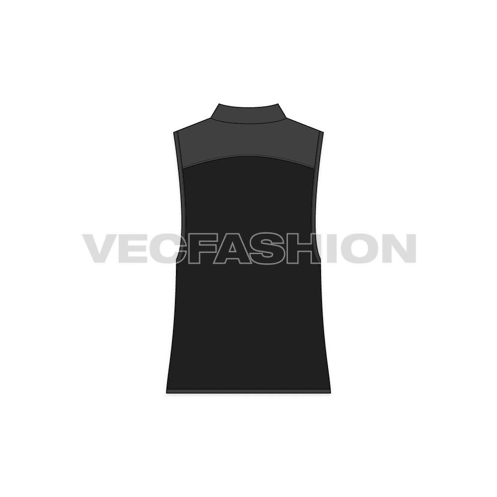 Mens tactical vest flat sketch, back view