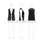 Mens tactical vest flat sketch, croqui sketch