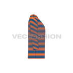 Mens tee with 3/4 sleeves flat sketch, side view