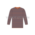 Mens tee with 3/4 sleeves flat sketch, front view