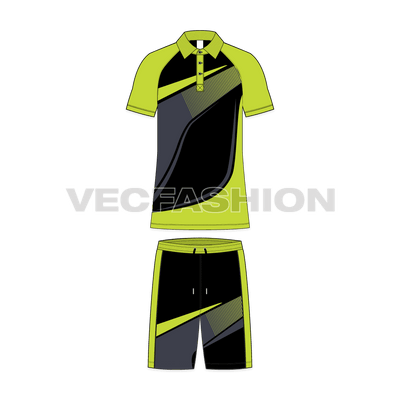 Mens tennis uniform kit, colorway flat sketch, front view