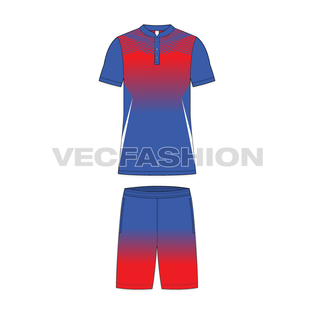 Mens tennis uniform kit, technical flat sketch, front view