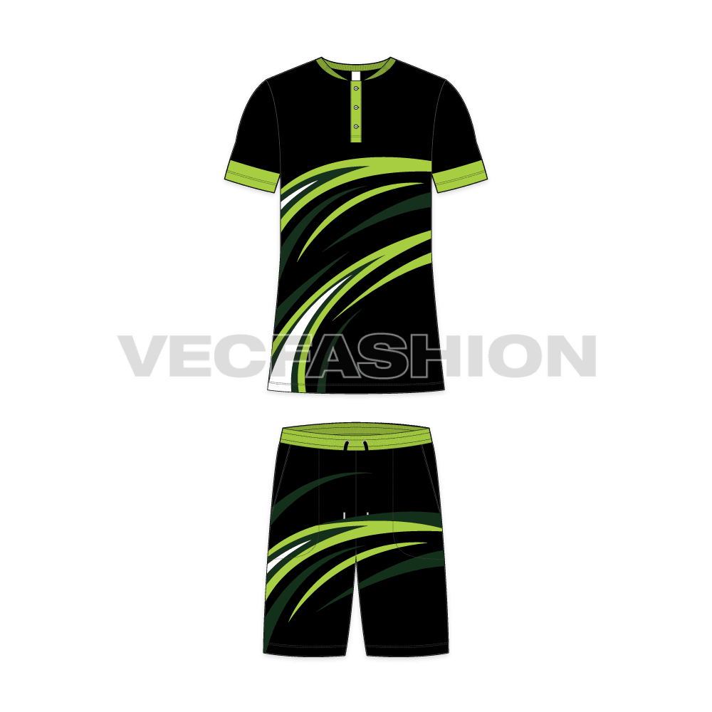 Mens tennis uniform kit, cad flat sketch, front view