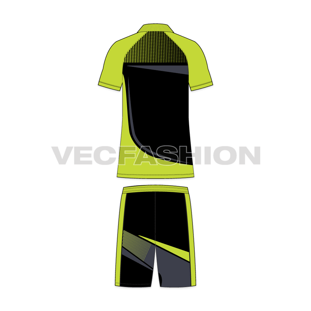 Mens tennis uniform kit, colorway flat sketch, back view