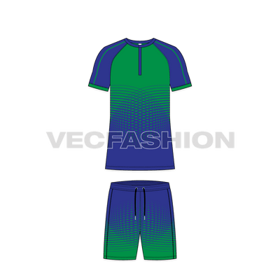 Mens tennis uniform kit flat sketch, front view