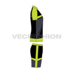 Mens tennis uniform kit, colorway flat sketch, side view
