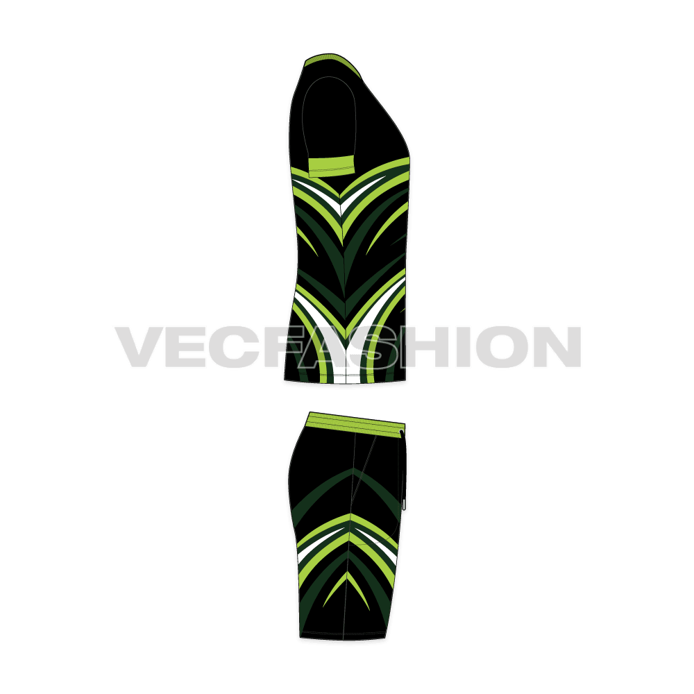 Mens tennis uniform kit, cad flat sketch, side view