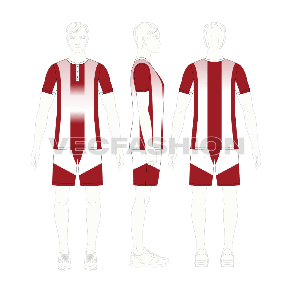 Mens tennis uniform kit, variant flat sketch, croqui sketch