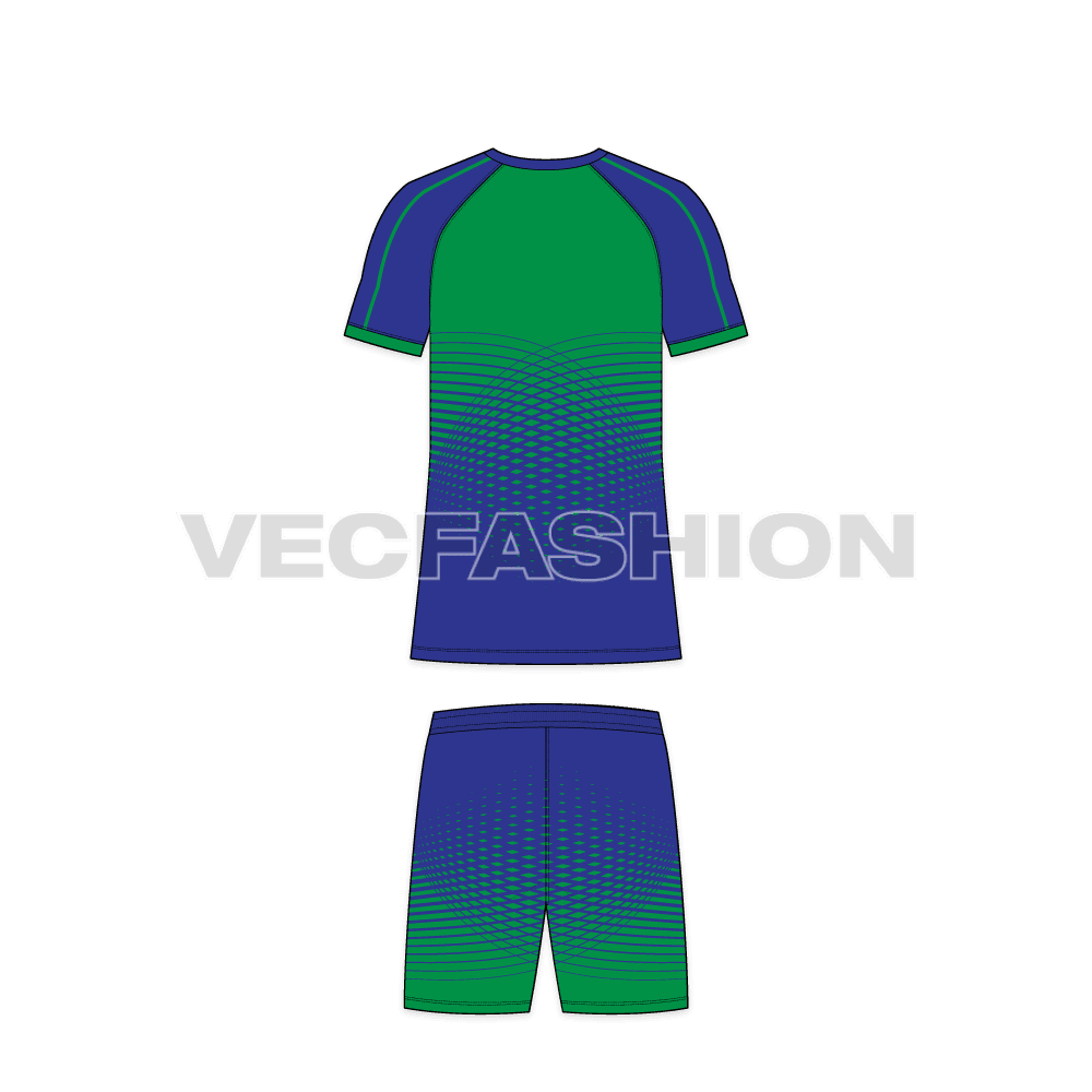 Mens tennis uniform kit flat sketch, back view