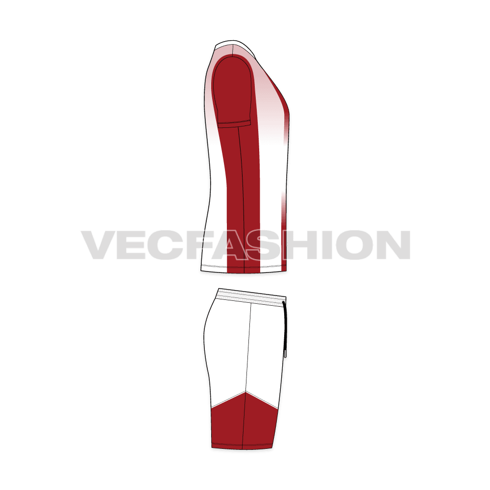 Mens tennis uniform kit, variant flat sketch, side view