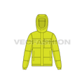 Mens Thick Climbing Jacket flat sketch, front view